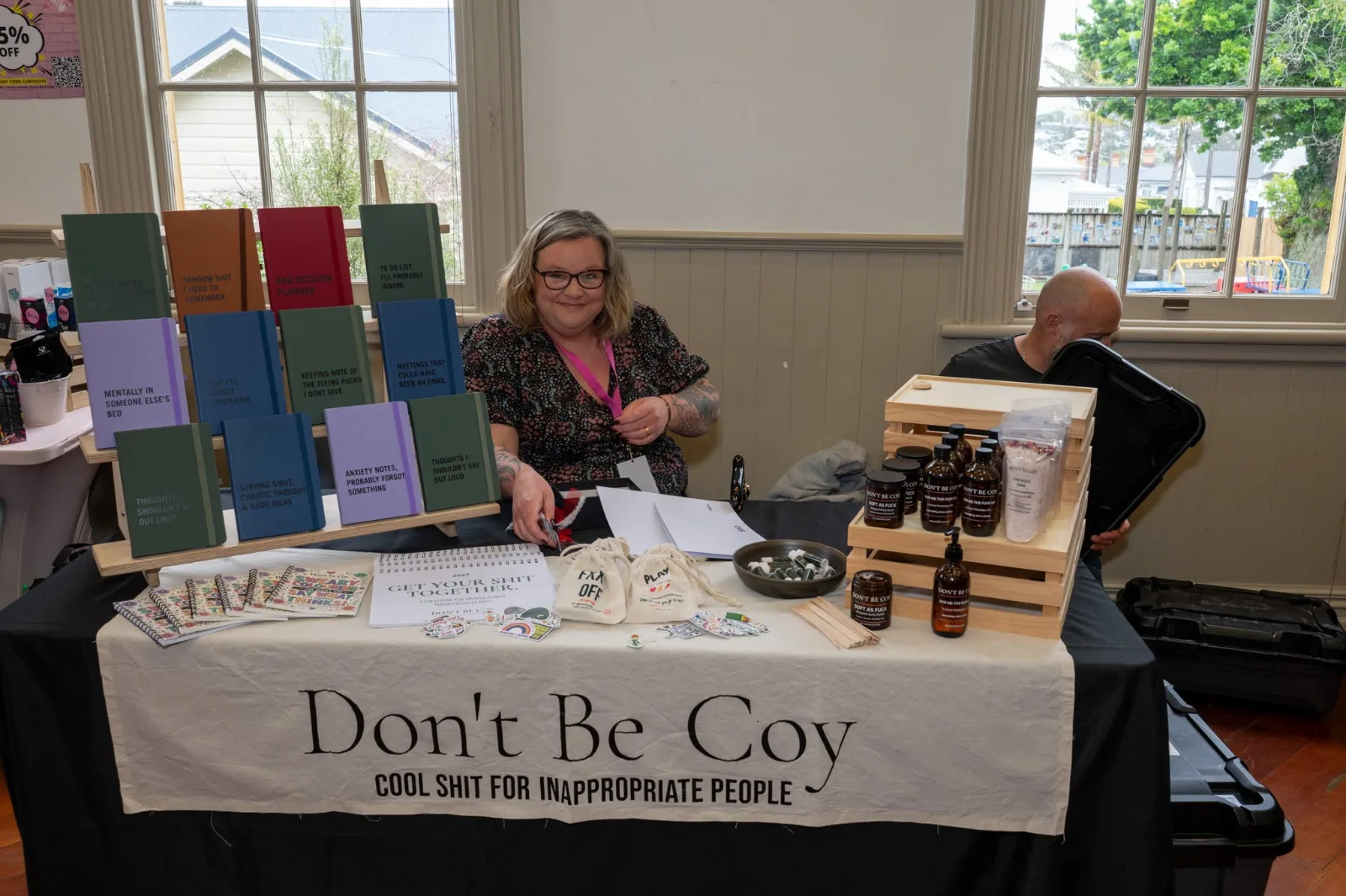 Cheeky products stall with vendors